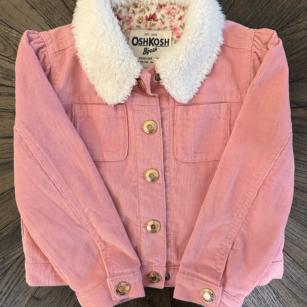 OshKosh B'gosh Pink Jean Jacket with White Sherpa Collar